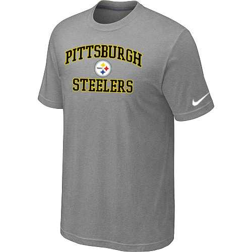 Men's Pittsburgh Steelers Team Logo Gray Nike Short Sleeve T-Shirt FengYun
